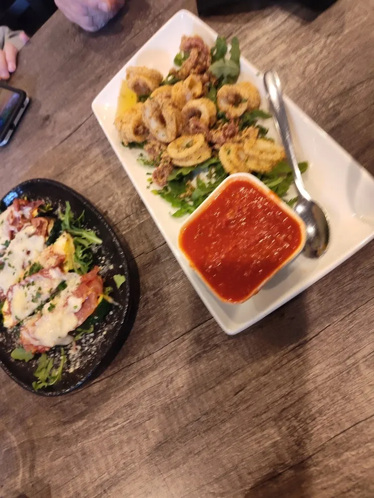 Calamari on Right and Zucchini Sticks